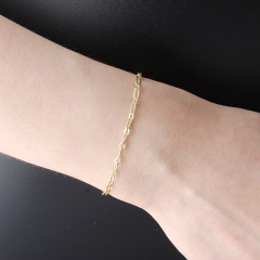 925 Sterling Silver Hammer 1+1 Figaro Chain Bracelet