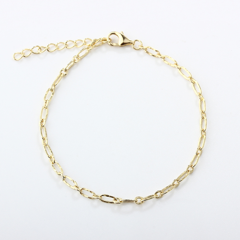 925 Sterling Silver Hammer 1+1 Figaro Chain Bracelet