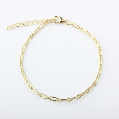 925 Sterling Silver Hammer 1+1 Figaro Chain Bracelet