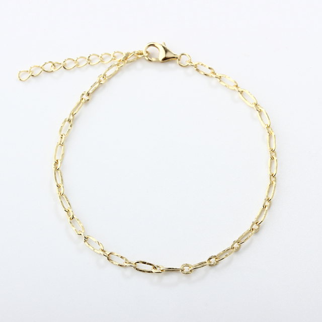 925 Sterling Silver Hammer 1+1 Figaro Chain Bracelet