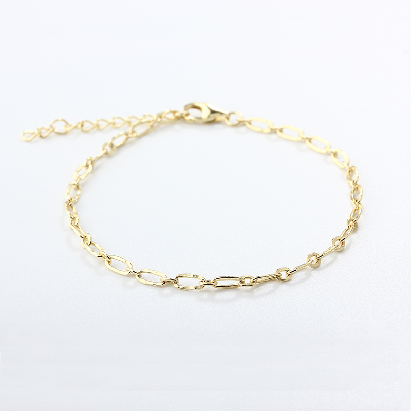 925 Sterling Silver Hammer 1+1 Figaro Chain Bracelet