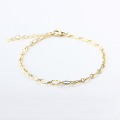 925 Sterling Silver Hammer 1+1 Figaro Chain Bracelet