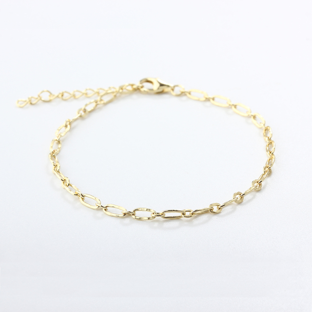 925 Sterling Silver Hammer 1+1 Figaro Chain Bracelet