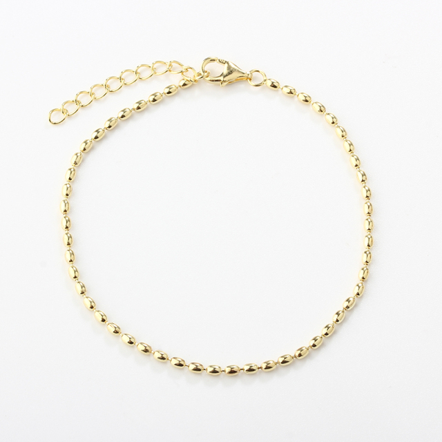 925 Sterling Silver Oval Bead Bracelet