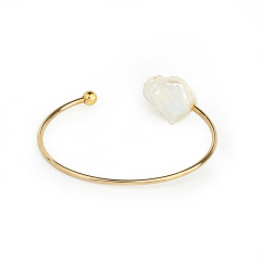 925 sterling silver Baroque pearl cuff bangle