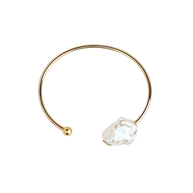 925 sterling silver Baroque pearl cuff bangle
