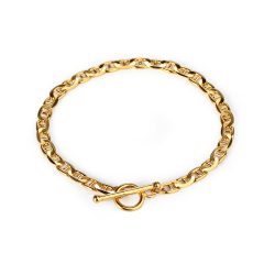 925 Sterling Silver Chunky Flat Marina Chain Bracelet