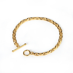 925 Sterling Silver Chunky Flat Marina Chain Bracelet