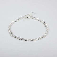 925 Sterling Silver Chunky Flat Marina Chain Bracelet