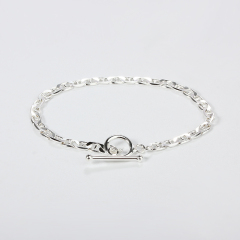 925 Sterling Silver Chunky Flat Marina Chain Bracelet