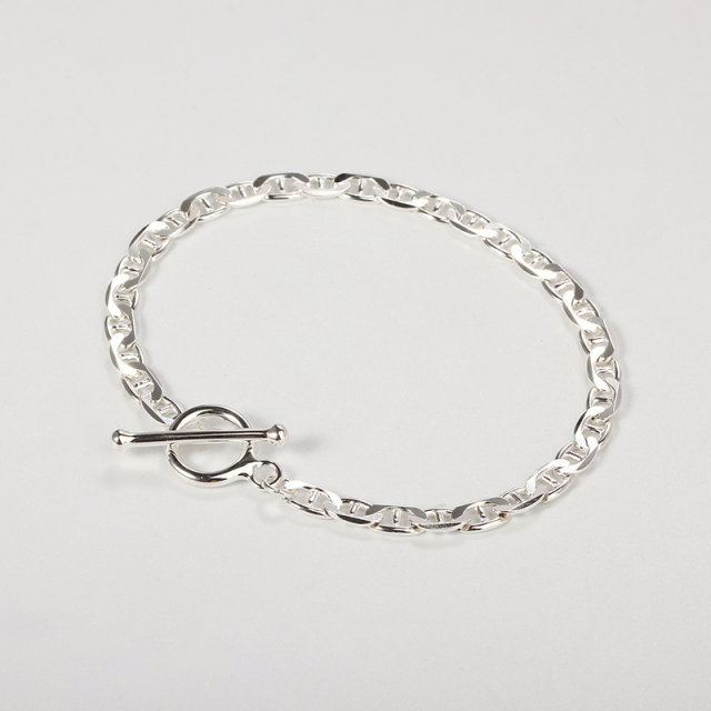 925 Sterling Silver Chunky Flat Marina Chain Bracelet