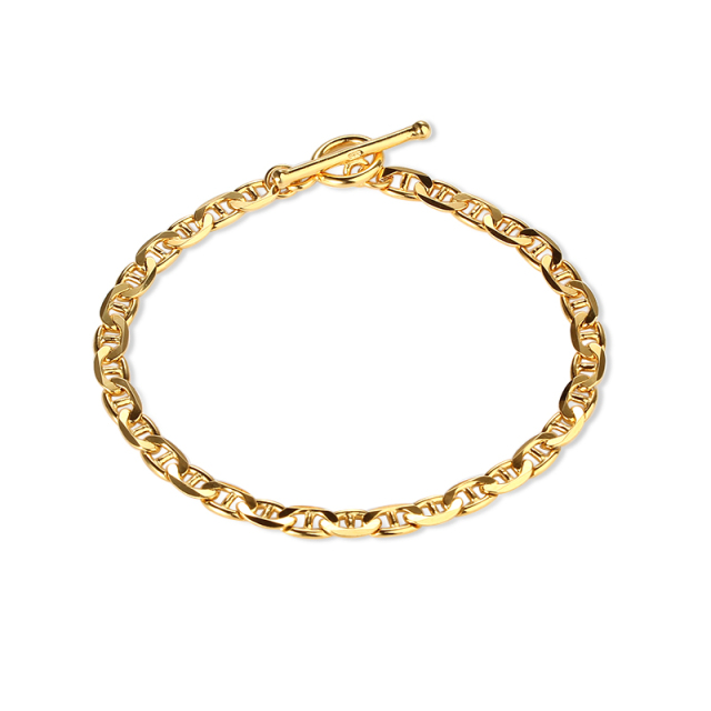 925 Sterling Silver Chunky Flat Marina Chain Bracelet