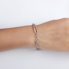 925 Sterling Silver Long Link Chain Bracelet