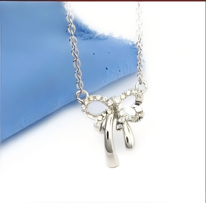 925 Sterling Silver Bow Pendant Necklace