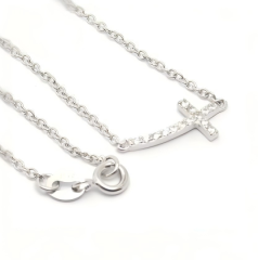 925 Sterling Silver Sideways Cross Pendant Necklace