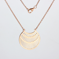 925 Sterling Silver Rose Gold Openwork Crescent Pendant Necklace
