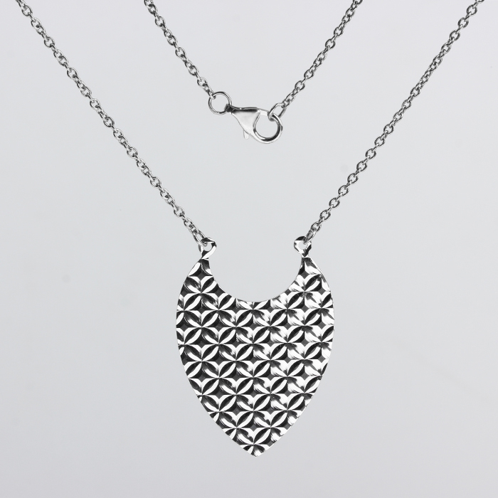 925 Sterling Silver Textured Heart Pendant Necklace