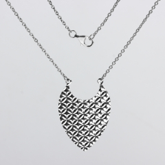 925 Sterling Silver Textured Heart Pendant Necklace