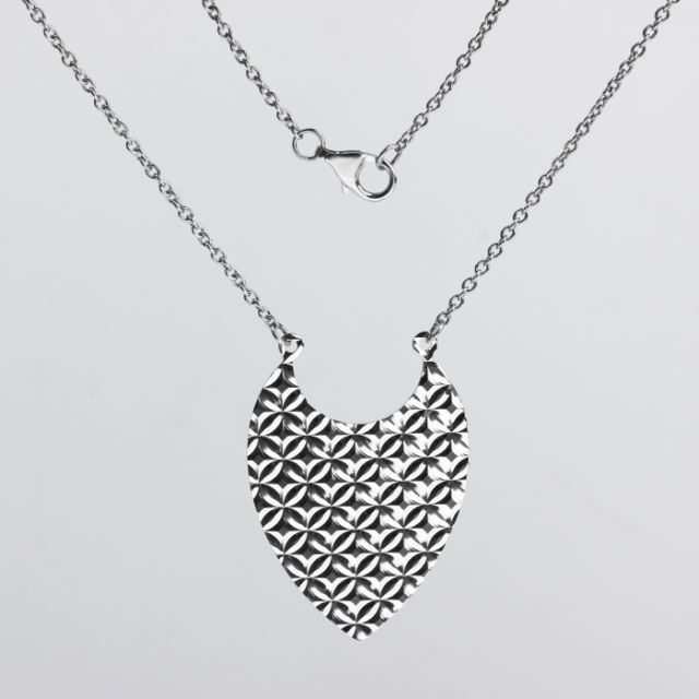 925 Sterling Silver Textured Heart Pendant Necklace