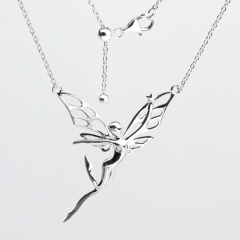 925 Sterling Silver Adjustable Fairy Pendant Necklace with Openwork Wings