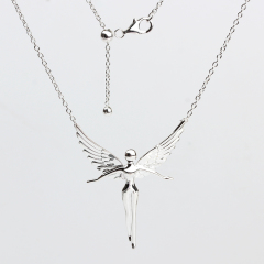 925 Sterling Silver Adjustable Angel Wings Pendant Necklace