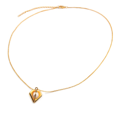 925 Sterling Silver Gold Diamond-Shaped Locket Pendant Necklace with Freshwater Pearl