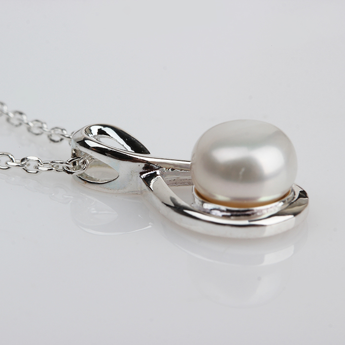 925 Sterling Silver Adjustable Infinity Pendant Necklace with Freshwater Pearl