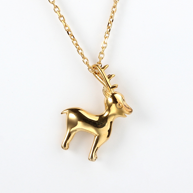 925 Sterling Silver 3D Deer Pendant Necklaces
