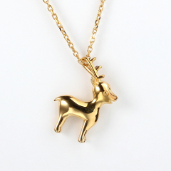 925 Sterling Silver 3D Deer Pendant Necklaces