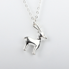 925 Sterling Silver 3D Deer Pendant Necklaces