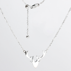 925 Sterling Silver Adjustable Deer Antler Pendant Necklace