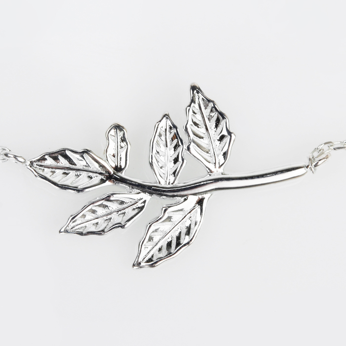 925 Sterling Silver Adjustable Branch and Leaf Pendant Necklace
