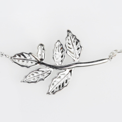 925 Sterling Silver Adjustable Branch and Leaf Pendant Necklace