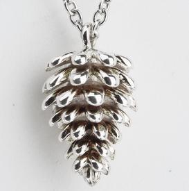 925 Sterling Silver Pine Cone Pendant Necklace