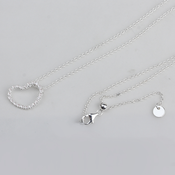 925 Sterling Silver Adjustable Twisted Open Heart Pendant Necklace