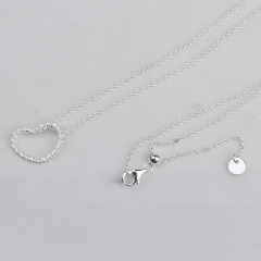 925 Sterling Silver Adjustable Twisted Open Heart Pendant Necklace