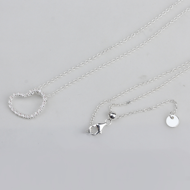 925 Sterling Silver Adjustable Twisted Open Heart Pendant Necklace