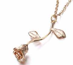 925 Sterling Silver Rose Gold Plated 3D Rose Flower Pendant Necklace