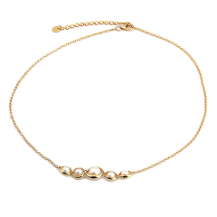 925 Sterling Silver Gold Textured Round Pendant Necklace with Freshwater Pearl Accent