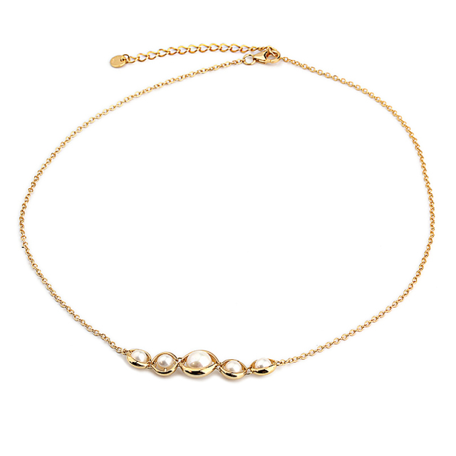 925 Sterling Silver Gold Textured Round Pendant Necklace with Freshwater Pearl Accent