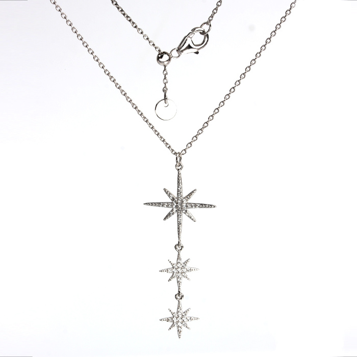925 Sterling Silver Three-Tier North Star Pendant Necklace