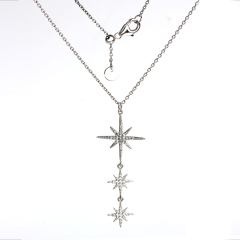 925 Sterling Silver Three-Tier North Star Pendant Necklace