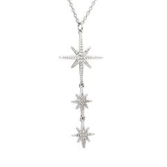 925 Sterling Silver Three-Tier North Star Pendant Necklace