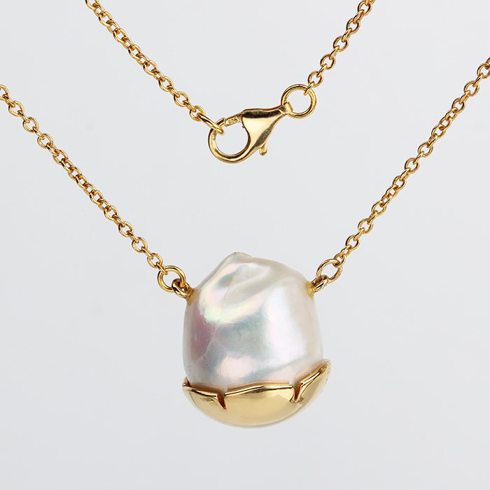 925 Sterling Silver Baroque Pearl Pendant Necklace