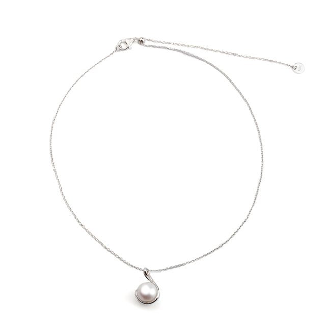 925 Sterling Silver Adjustable Freshwater Pearl Pendant Necklace