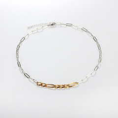 925 Sterling Two-Tone Silver and Gold Paperclip Link Chain Necklace