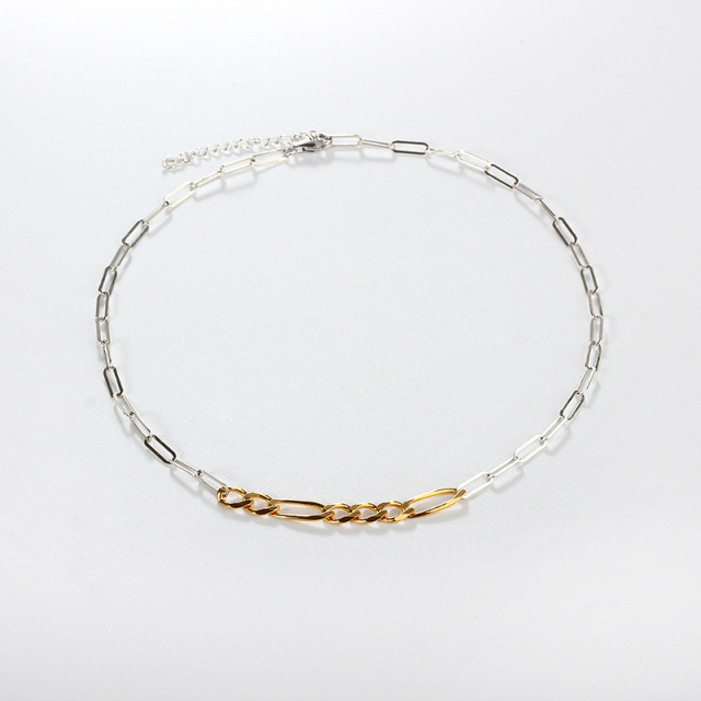 925 Sterling Two-Tone Silver and Gold Paperclip Link Chain Necklace
