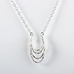 925 Sterling Silver Gold Multi-Layered Textured Pendant Necklace