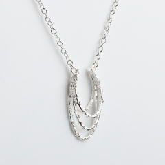 925 Sterling Silver Gold Multi-Layered Textured Pendant Necklace