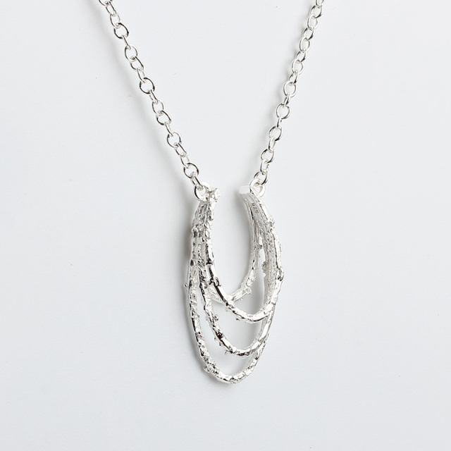 925 Sterling Silver Gold Multi-Layered Textured Pendant Necklace